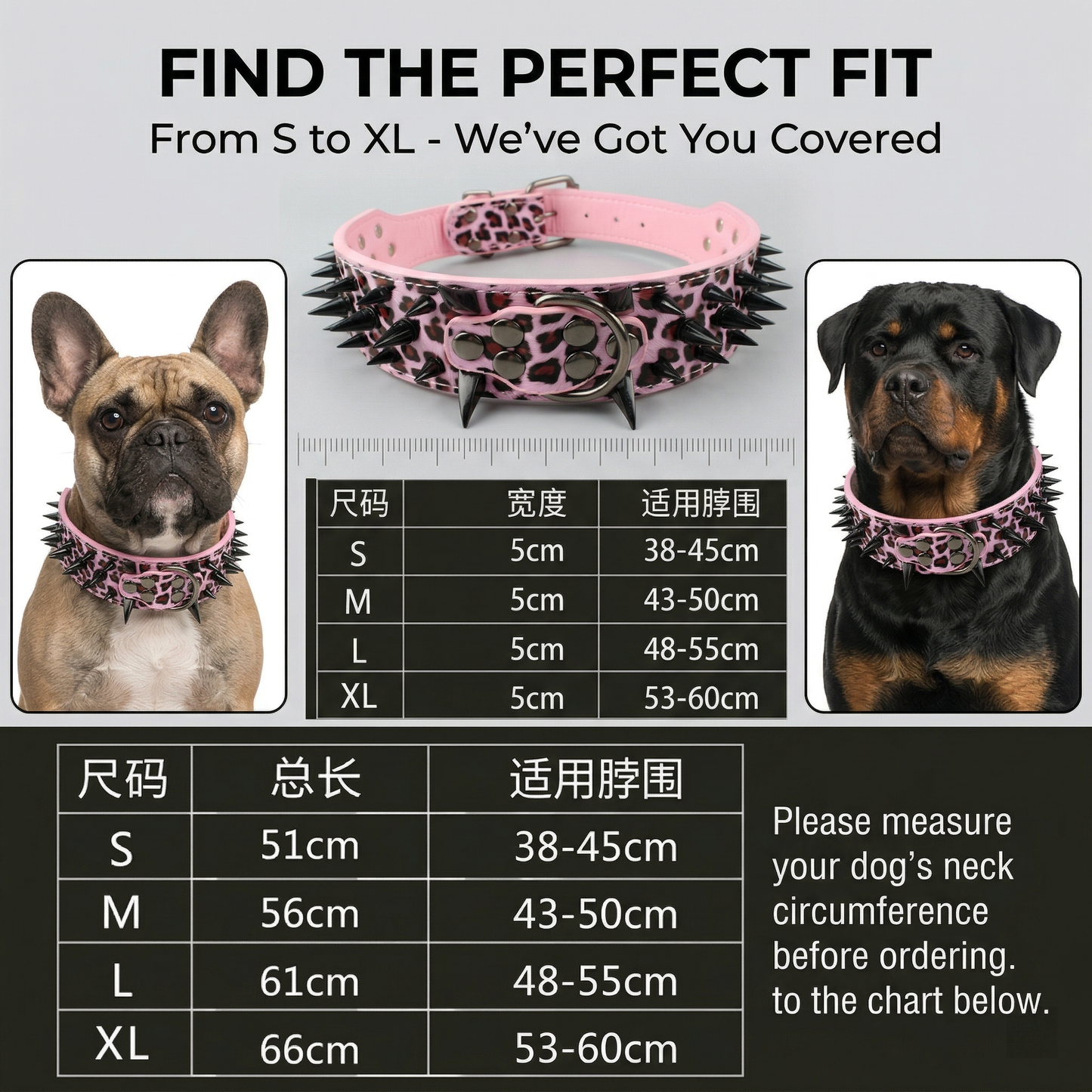 Pink & Black Studded Dog Collar