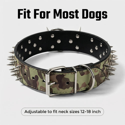 Military Camo Studded Dog Collar