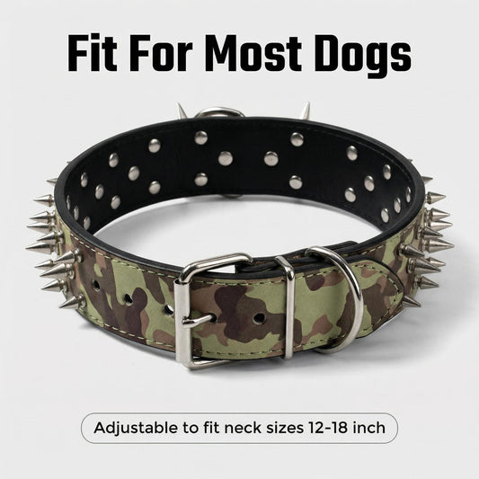Military Camo Studded Dog Collar