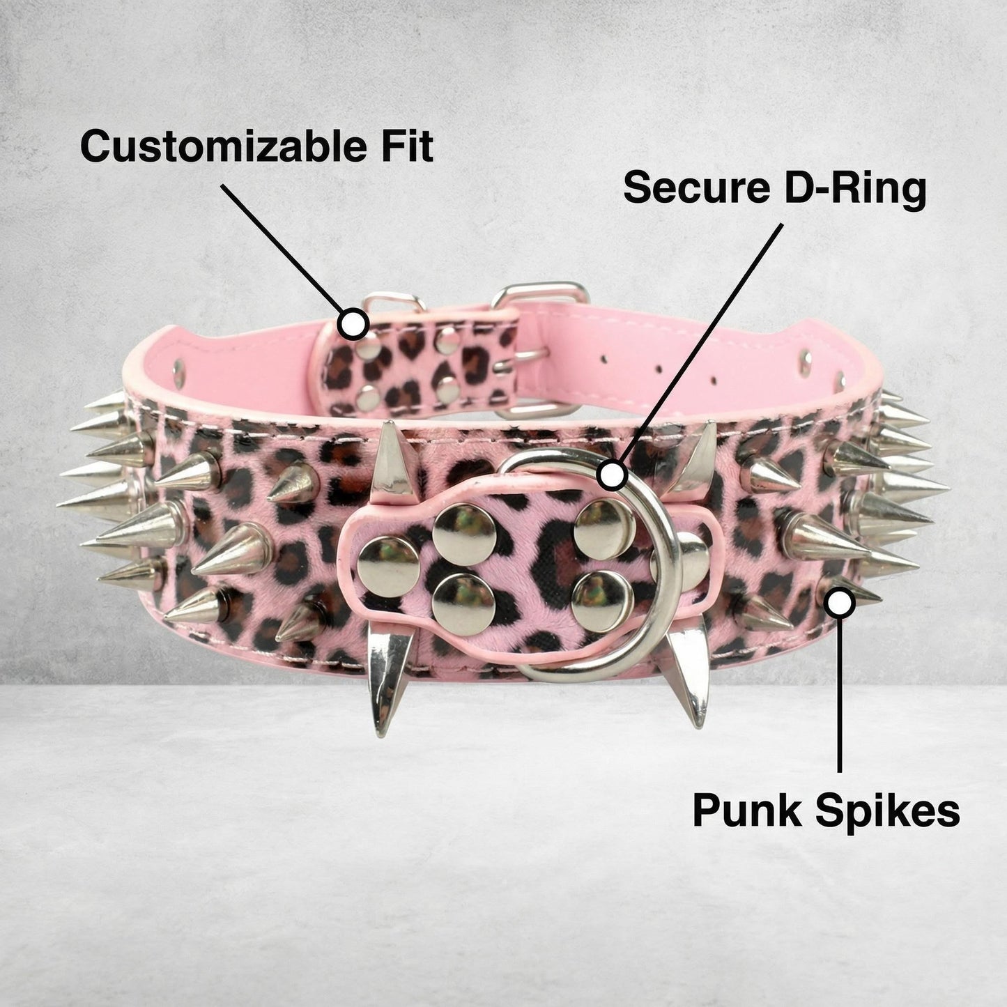 Light Pink Studded Dog Collar