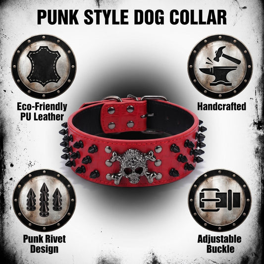 Tan Skull Studded Dog Collar