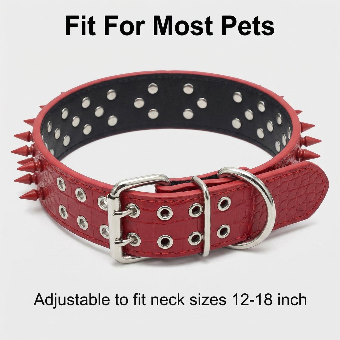 Red & Silver Studded Dog Collar