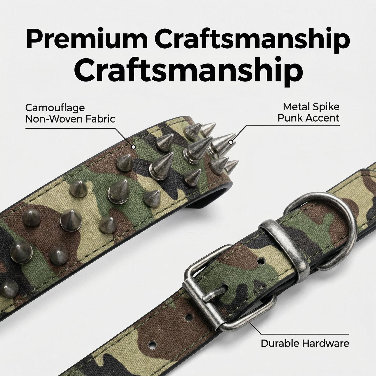 Military Camo Studded Dog Collar
