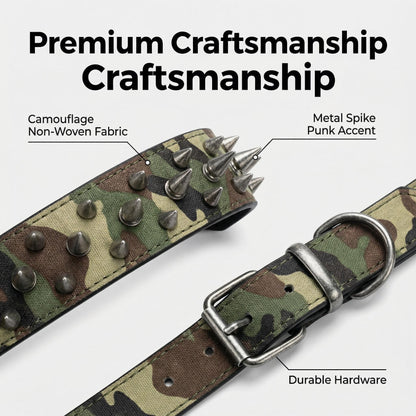 Military Camo Studded Dog Collar