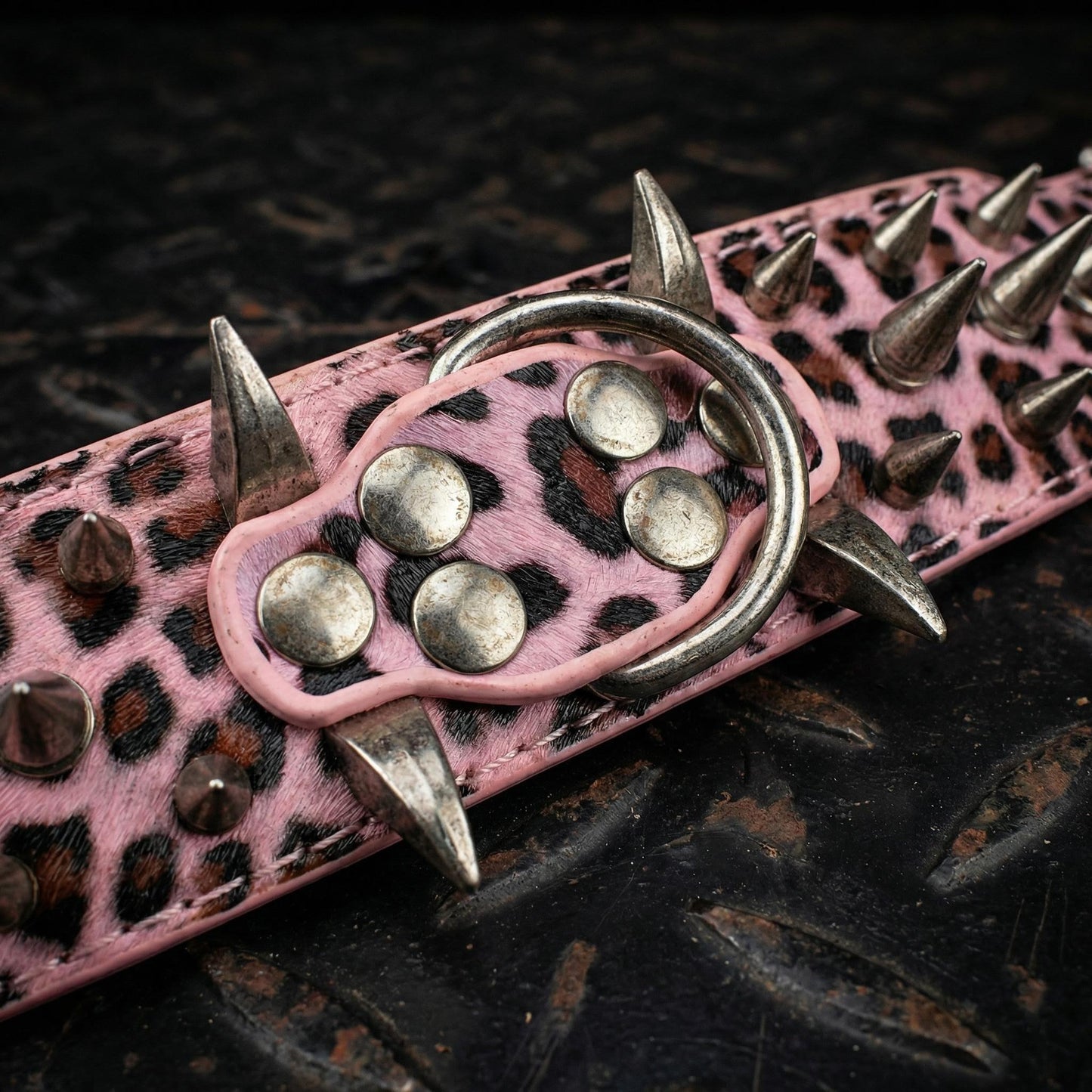 Light Pink Studded Dog Collar