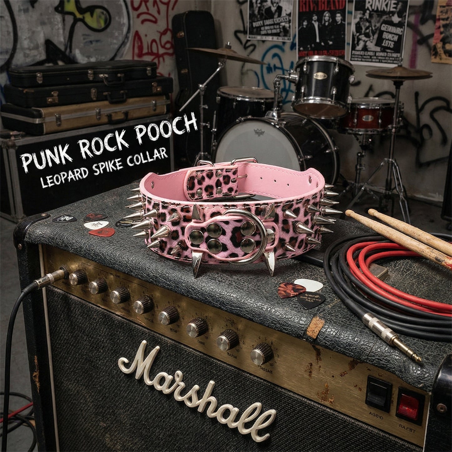 Light Pink Studded Dog Collar