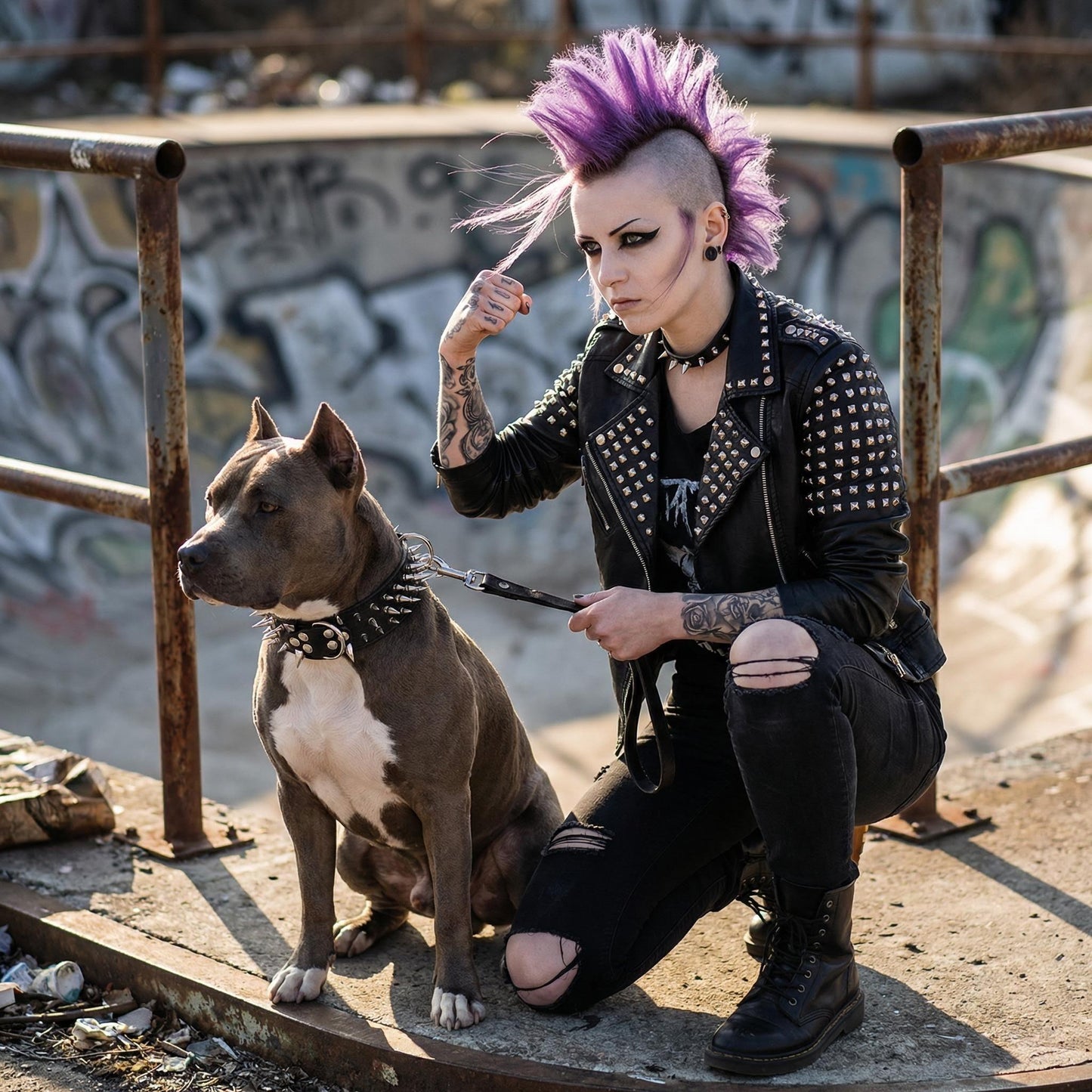 Black & Silver Studded Dog Collar