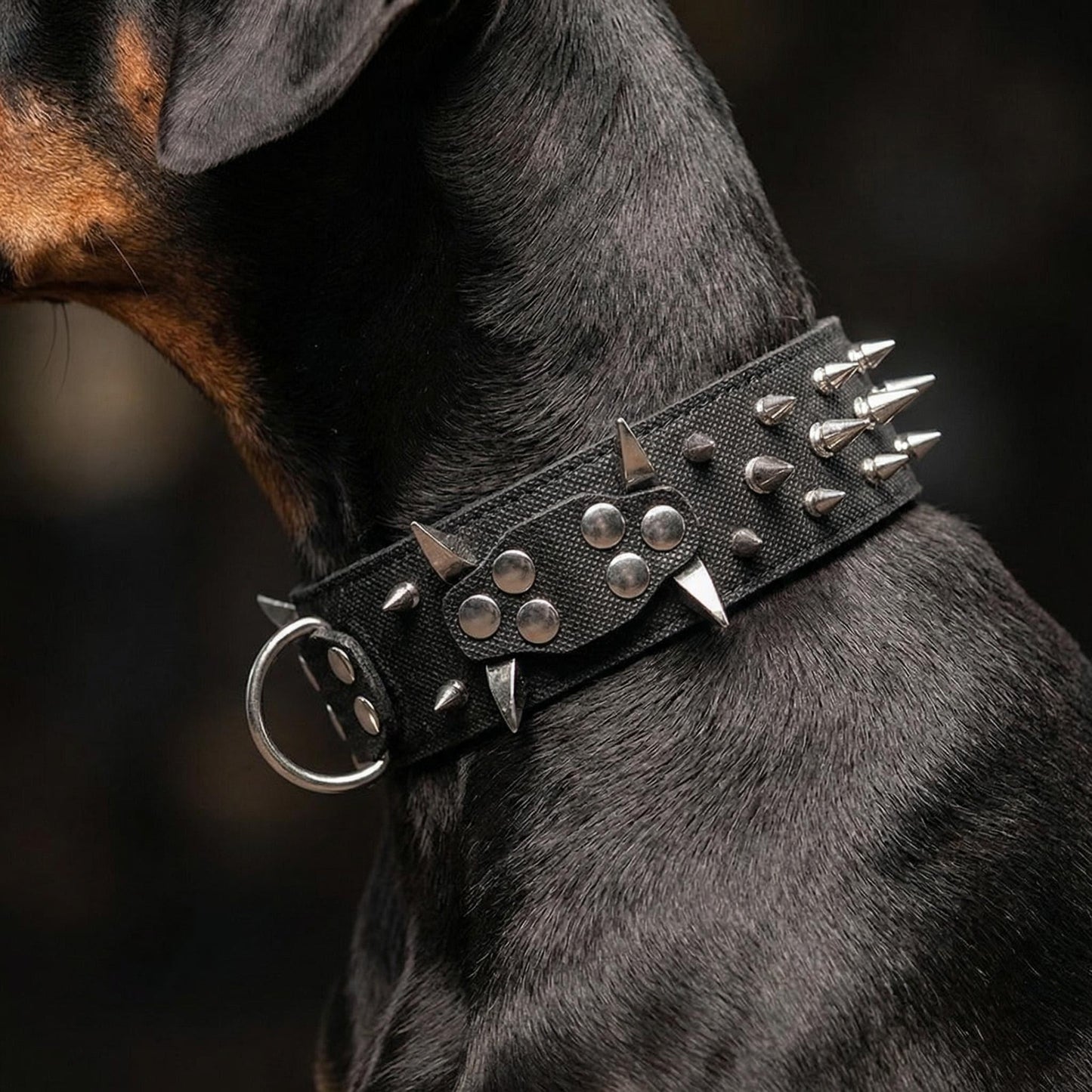 Black & Silver Studded Dog Collar