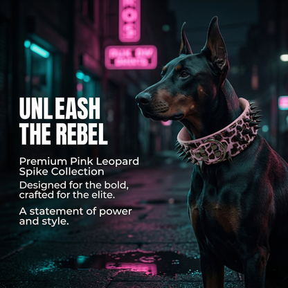 Pink & Black Studded Dog Collar