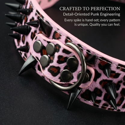 Pink & Black Studded Dog Collar