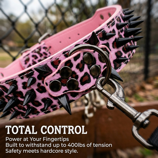Pink & Black Studded Dog Collar