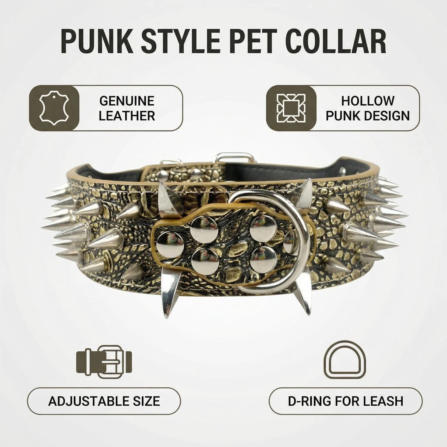Tan Studded Dog Collar