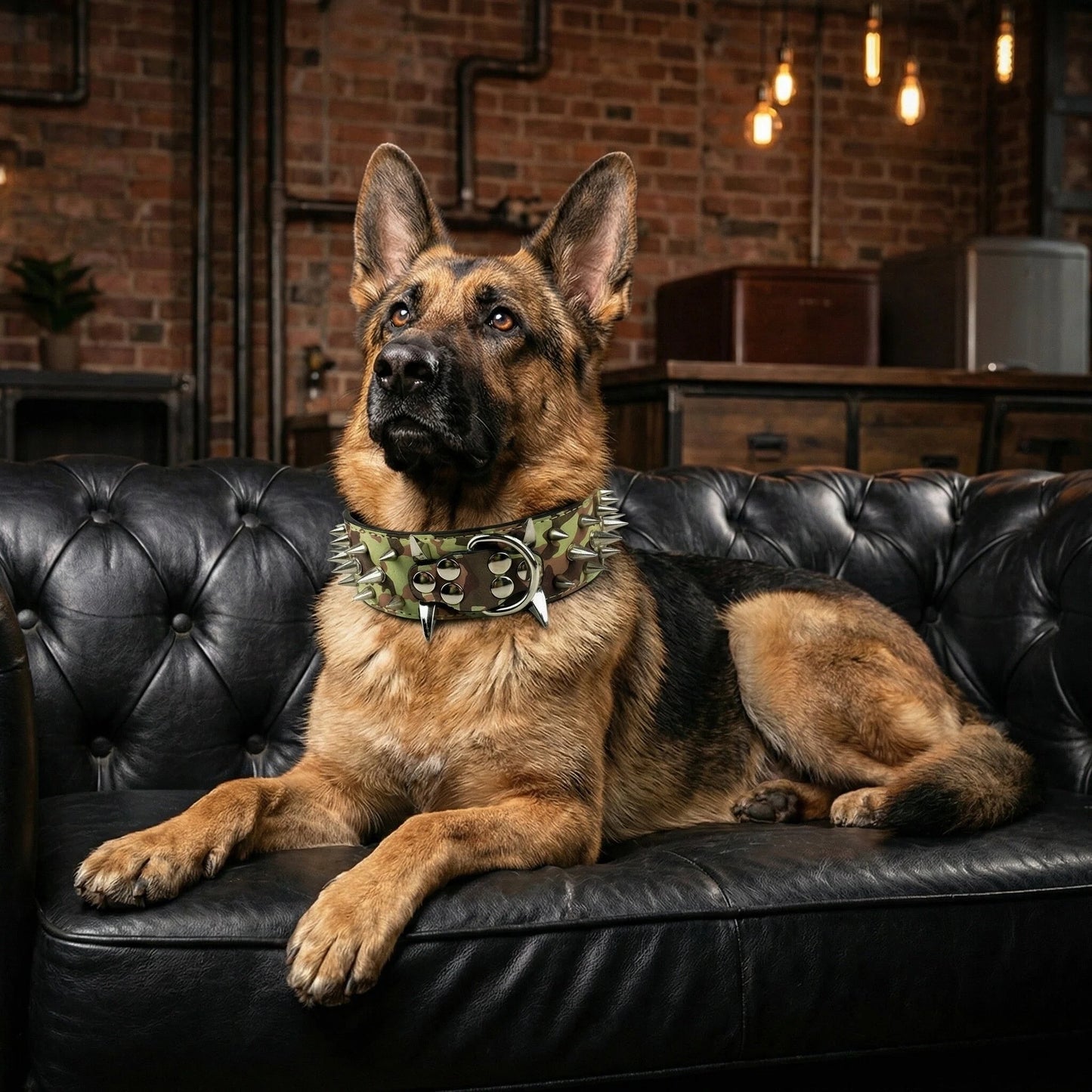 Military Camo Studded Dog Collar