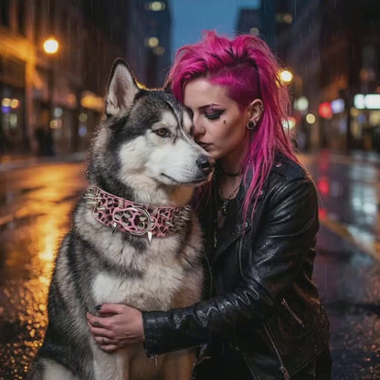 Light Pink Studded Dog Collar