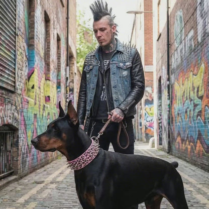 Light Pink Studded Dog Collar