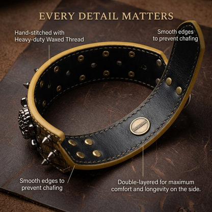 Tan Skull Studded Dog Collar